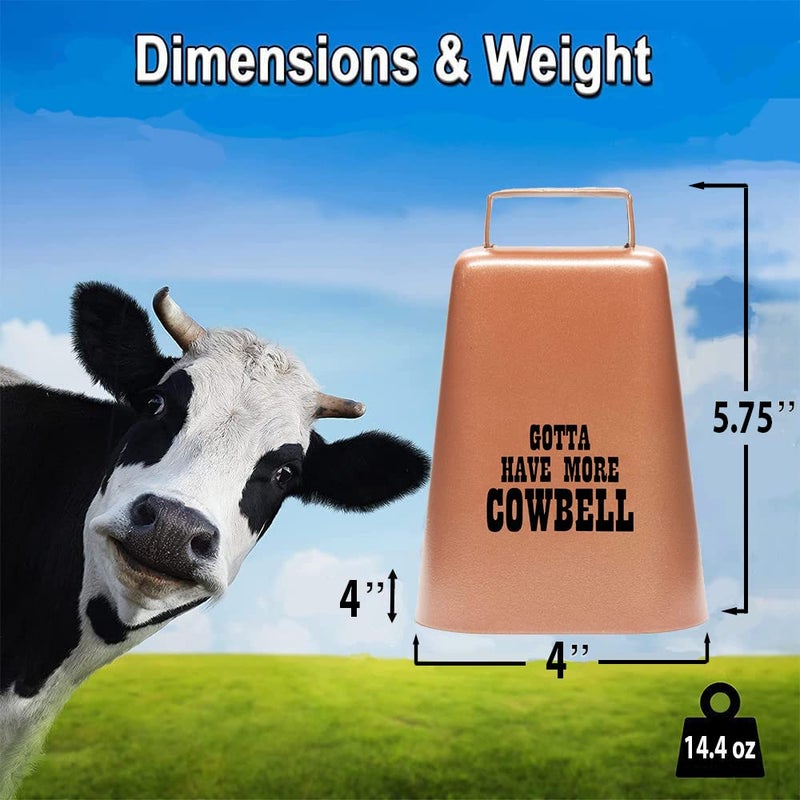 Bevin Bells Gotta Have More COWBELL (Large) Kentucky Cow Bell with Copper Color, Made from Steel, Loud Noise Makers with Handle, Cheer on or Wake up your Teenager, Made in CT, USA - Image 2